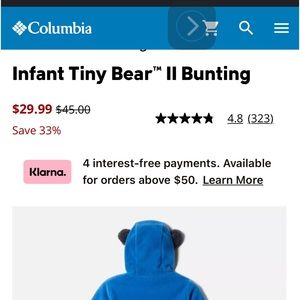 Columbia infant bunting outfit